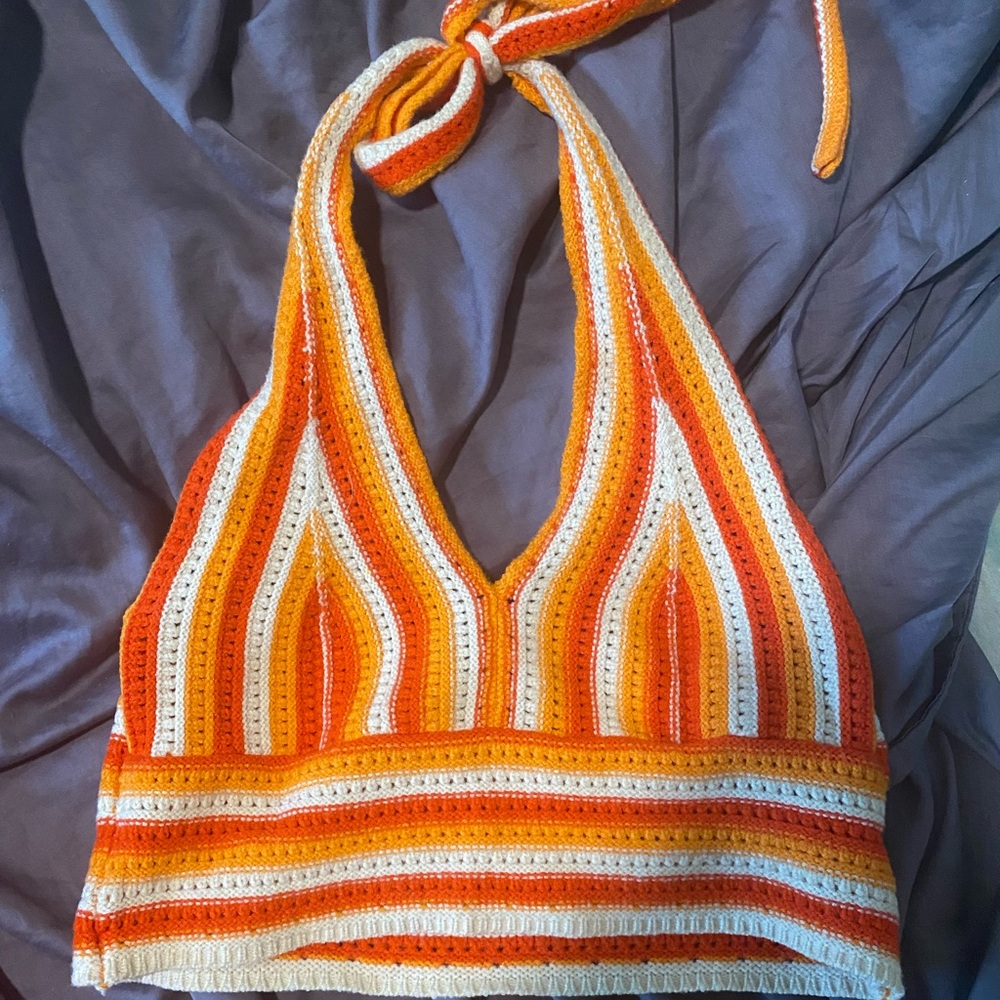 Striped Crochet Halter Top